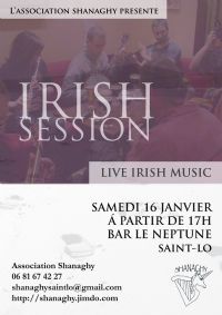 Irish Session. Le samedi 16 janvier 2016 à Saint-Lô. Manche.  18H00